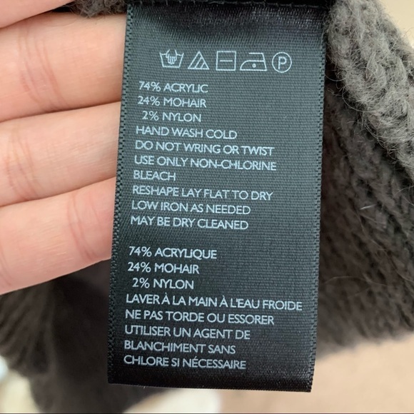 [Kimchi Blue] Dark Brown V-neck Open Knit Mohair Long Sleeve Tunic Sweater - Picture 6 of 9